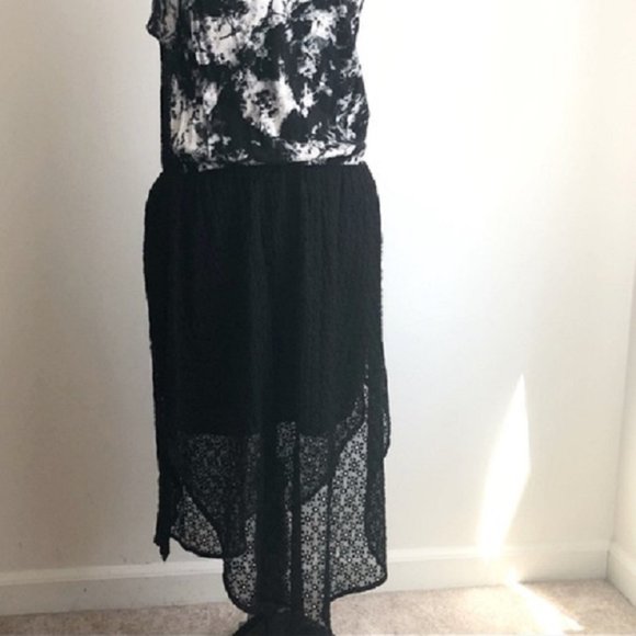 Rachel Roy Black/White High-low Eyelet Night Out Sleeveless Midi Dress Sz L NWT - Picture 5 of 12
